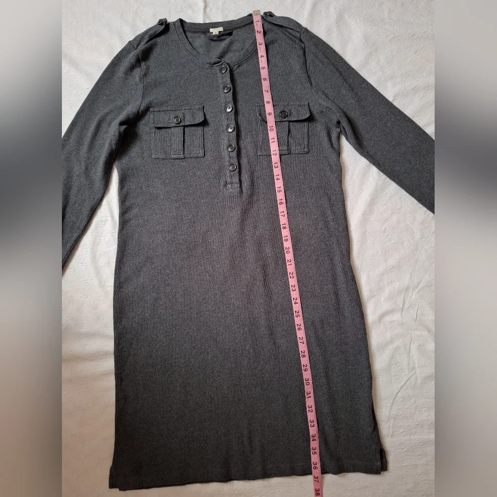 J. CREW Gray Long Sleeve Dress Minimalist Design 100% Cotton